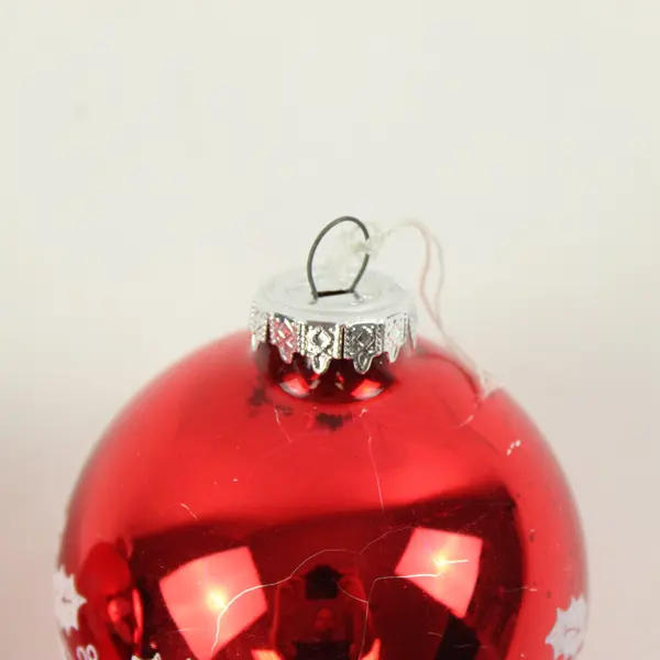 Lot of 2 Red Glass Christmas Ornaments Merry Christmas 4in BRAILLE-Style