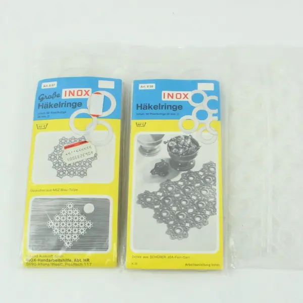 Lot of 3 INOX Plastic Crochet Ring Packs 2x50 & 1x96 Germany 1980s