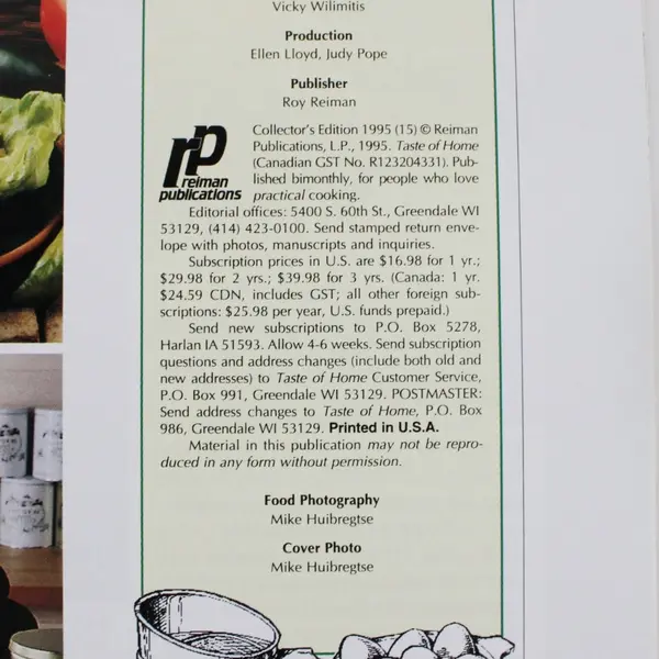 Taste of Home Collector's Edition 1995 Magazine Special Issue Recipes