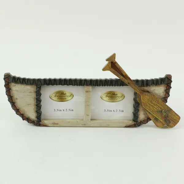 Treasured Times Nautical Boat-Shaped Wooden 2-Photo Frame