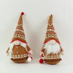 Lot of 2 Plush Gingerbread Holiday Fabric Gnomes, 15" Tall Hobby Lobby 