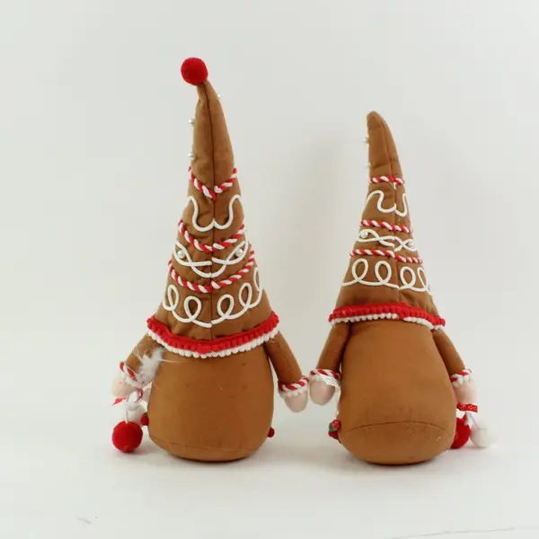Lot of 2 Plush Gingerbread Holiday Fabric Gnomes, 15" Tall Hobby Lobby 