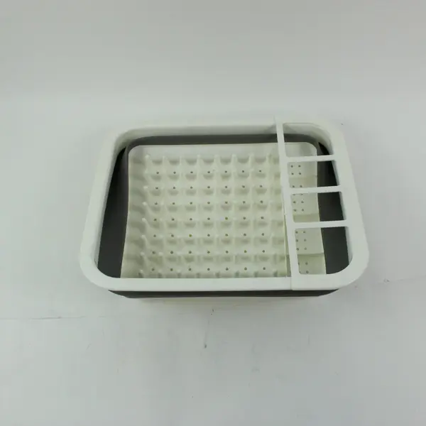 Collapsible Dish Drying Rack Gray White Plastic 14x12 Utensil Holder