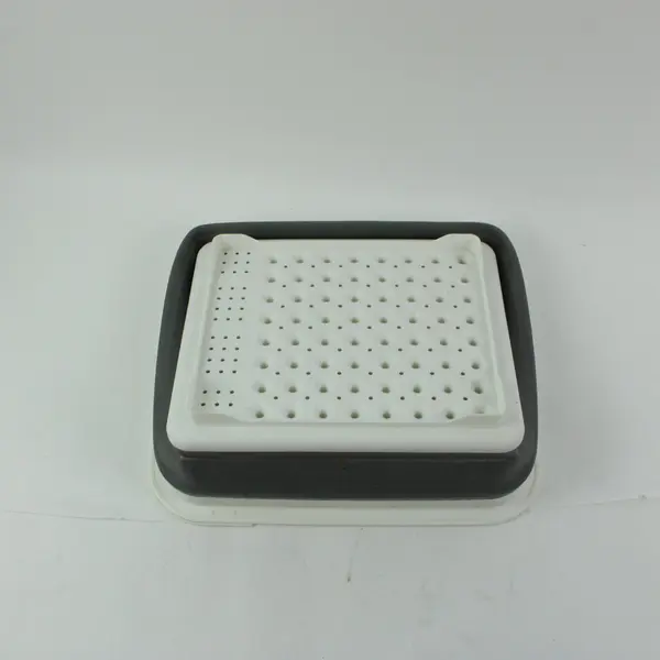 Collapsible Dish Drying Rack Gray White Plastic 14x12 Utensil Holder