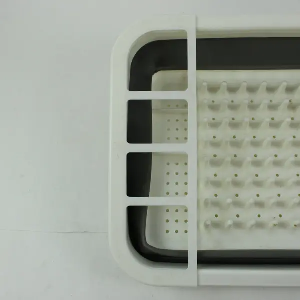 Collapsible Dish Drying Rack Gray White Plastic 14x12 Utensil Holder