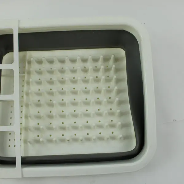 Collapsible Dish Drying Rack Gray White Plastic 14x12 Utensil Holder