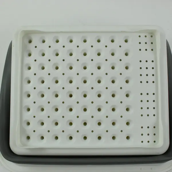 Collapsible Dish Drying Rack Gray White Plastic 14x12 Utensil Holder