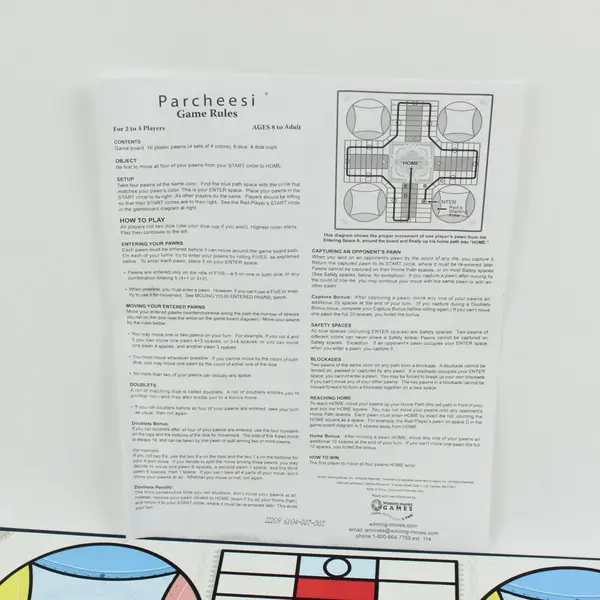 Winning Moves Classic Parcheesi Board Game 2007 Edition Complete