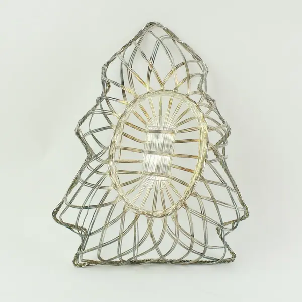 Silverplate Leaf-Shaped Wire Basket 9.25" Decorative Serving