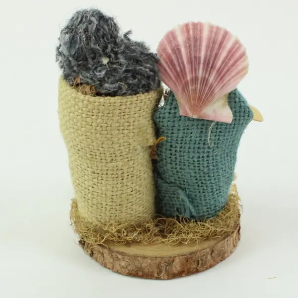 Handmade Rustic Natural Fiber Wooden Base Nativity Scene Christmas Decor 4.75" 