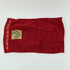Christmas Red Hand Towel Gold Green Red Holly Design Holiday Decor