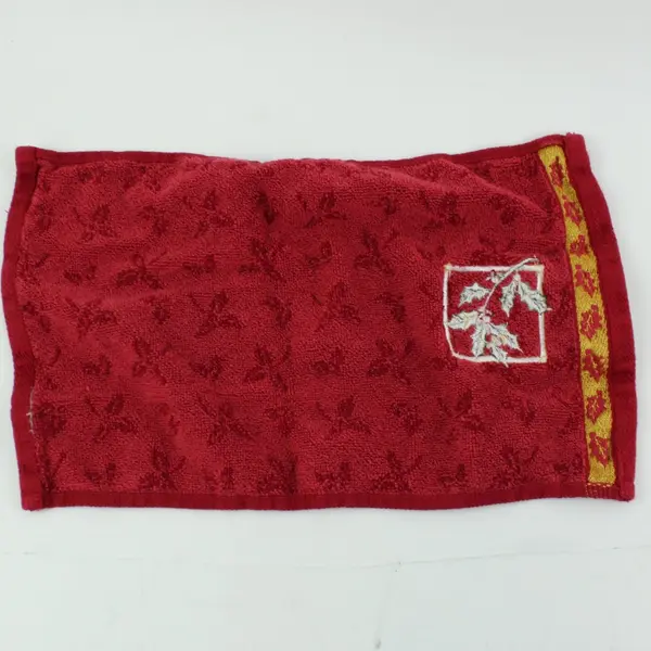 Christmas Red Hand Towel Gold Green Red Holly Design Holiday Decor