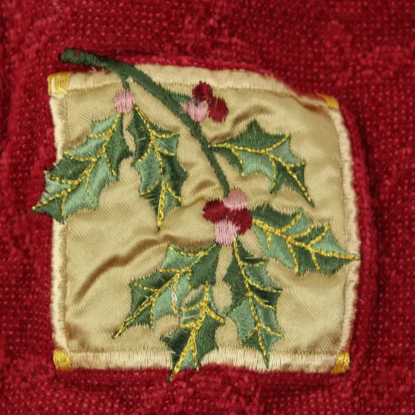 Christmas Red Hand Towel Gold Green Red Holly Design Holiday Decor