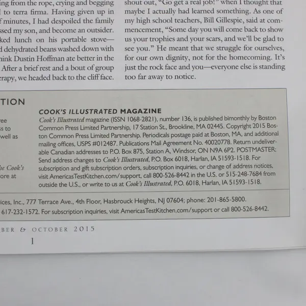 Cook's Illustrated Magazine September/October 2015  Recipes