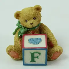 Enesco Cherished Teddies Bear With ABC F Block Figurine 158488F