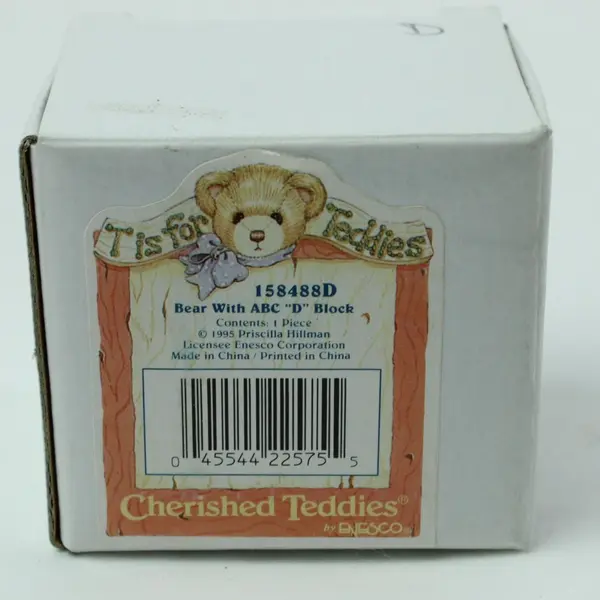 Cherished Teddies Enesco Bear With ABC D Block Figurine 158488D 1995