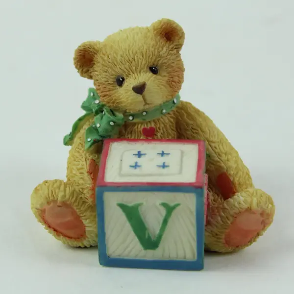 Cherished Teddies Bear With ABC V Block 1995 Enesco Figurine 15848SV