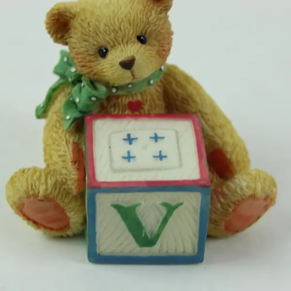 Cherished Teddies Bear With ABC V Block 1995 Enesco Figurine 15848SV