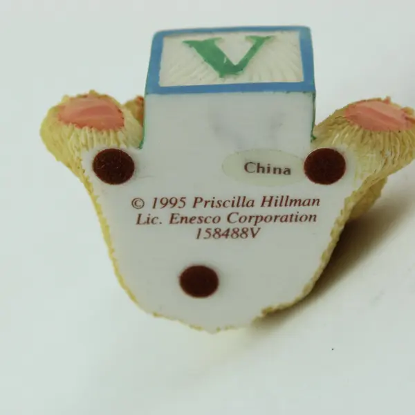 Cherished Teddies Bear With ABC V Block 1995 Enesco Figurine 15848SV
