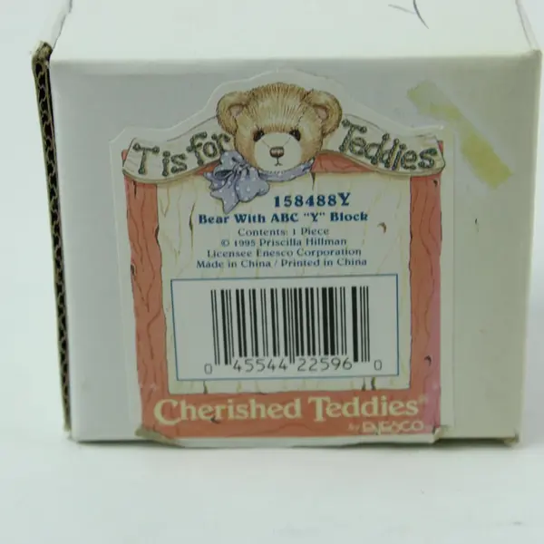Enesco Cherished Teddies Bear With ABC Y Block Figurine 158488Y