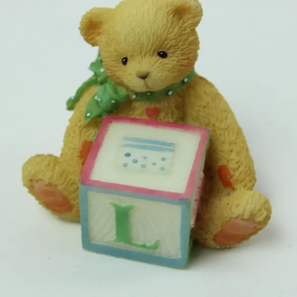 Cherished Teddies Bear With ABC L Block 158488L Enesco 1995 Figurine