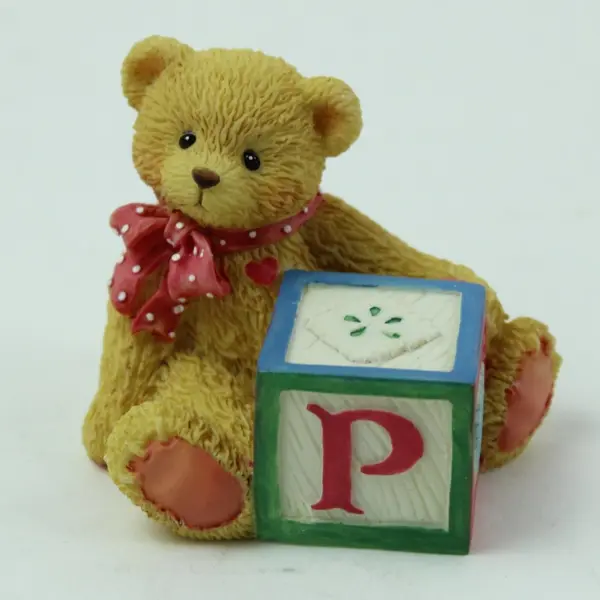 Enesco Cherished Teddies Bear ABC P Block Figurine 158488P 1995