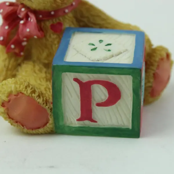 Enesco Cherished Teddies Bear ABC P Block Figurine 158488P 1995