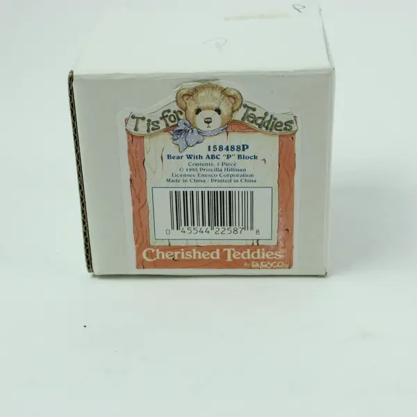 Enesco Cherished Teddies Bear ABC P Block Figurine 158488P 1995