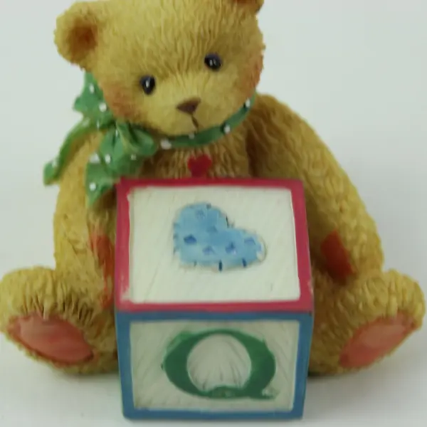 Cherished Teddies Enesco Bear ABC Q Block Figurine 1995 158488Q With Box