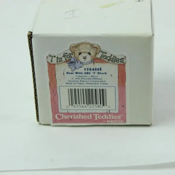 Cherished Teddies Enesco Bear With ABC "I" Block 158488I 1995 Box