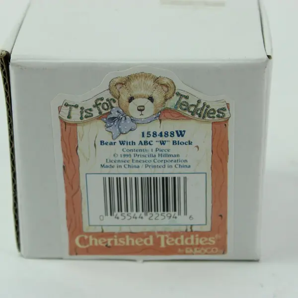 Cherished Teddies Enesco 158488W Bear With ABC W Block Figurine 1995