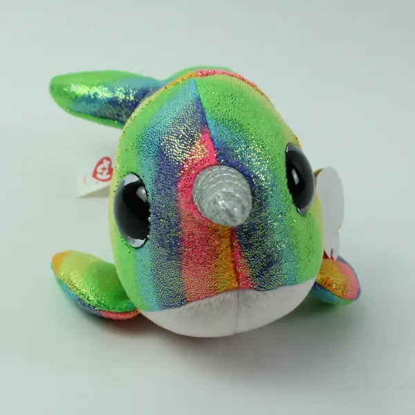 TY Beanie Boos Nori the Narwhal Rainbow Glitter Plush With Tag