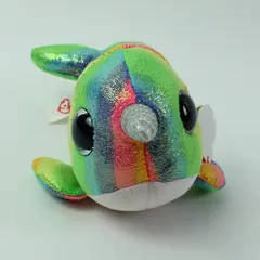 TY Beanie Boos Nori the Narwhal Rainbow Glitter Plush With Tag