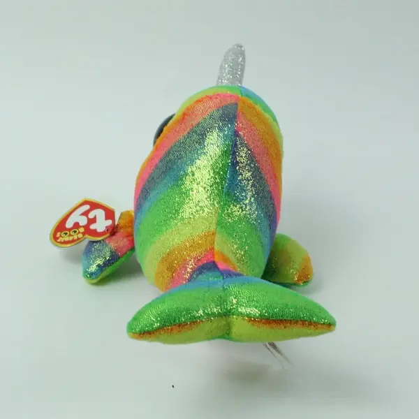 TY Beanie Boos Nori the Narwhal Rainbow Glitter Plush With Tag