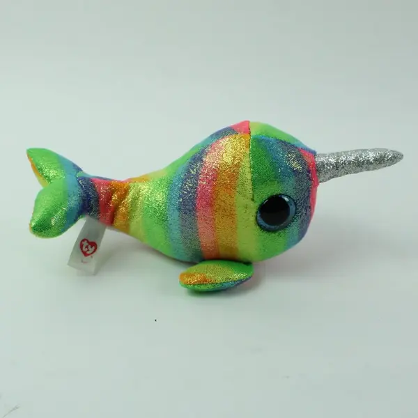 TY Beanie Boos Nori the Narwhal Rainbow Glitter Plush With Tag