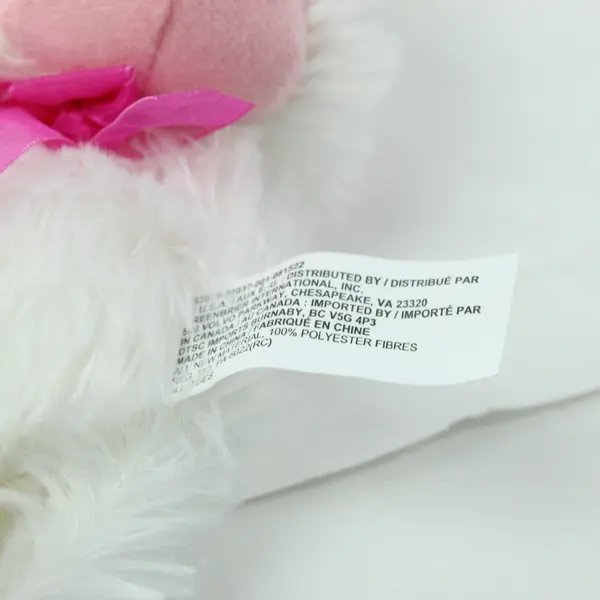 Greenbrier Fuzzy Friends Plush Hanging Monkey White Pink Bow