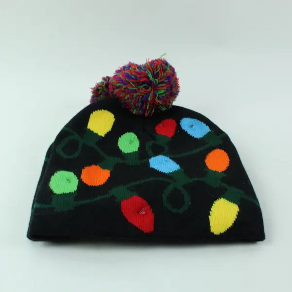 Lot of 2 Lotsa Lites Christmas LED Beanies, One With a Few Working Lights