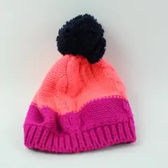 OshKosh Girls Size 7-12 Pink Purple Knit Pom Pom Beanie Hat