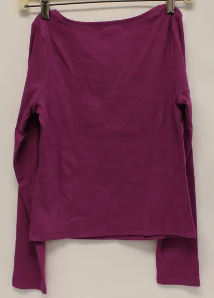 SO Girls Ribbed Long Sleeve Mauve Top Lace Trim Bow Cutout L 10/12