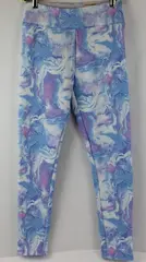 SO Women's Leggings Size L 10/12 Pink Blue Marble Print