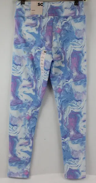 SO Women's Leggings Size L 10/12 Pink Blue Marble Print