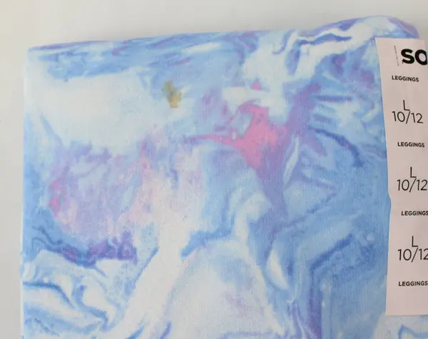 SO Women's Leggings Size L 10/12 Pink Blue Marble Print