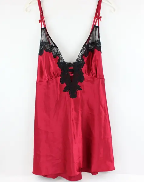 Frederick's of Hollywood Red Satin Lace Slip Dress Women's 1X