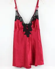 Frederick's of Hollywood Red Satin Lace Slip Dress Women's 1X