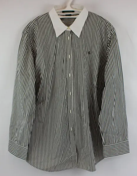 Lauren Ralph Lauren 2XL Classic Fit Black White Striped Shirt