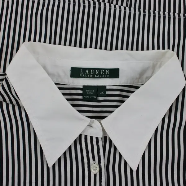 Lauren Ralph Lauren 2XL Classic Fit Black White Striped Shirt