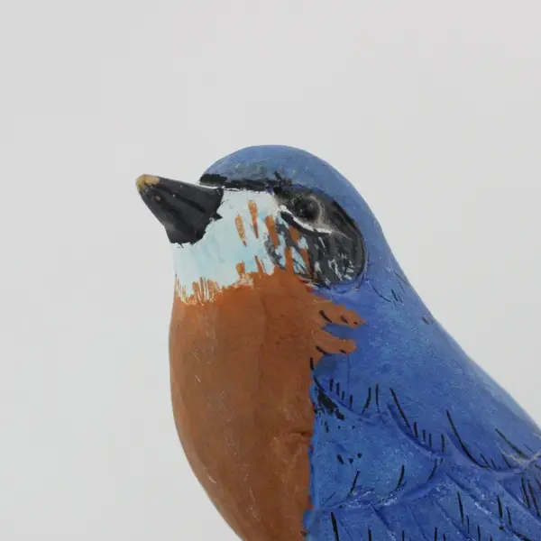 Hand-Carved Hand-Painted Eastern Bluebird Sculpture on Branch
