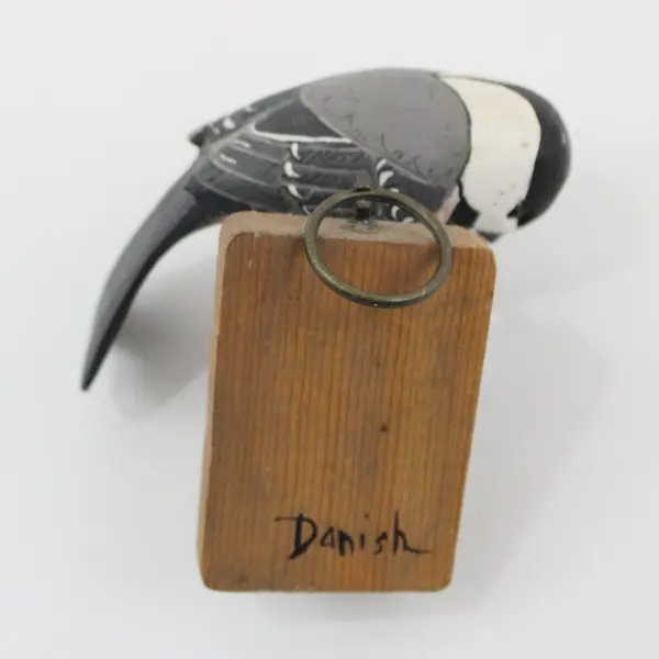 Hand Carved Painted Black-Capped Chickadee Bird Sculpture Figurine