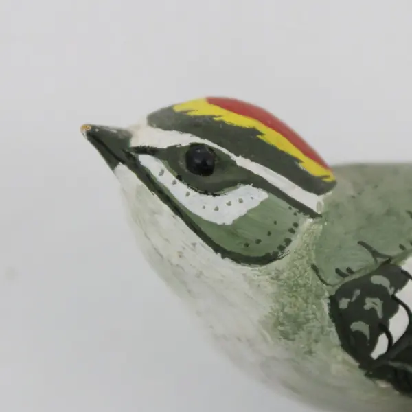 Hand-Carved Hand-Painted Golden-Crowned Kinglet Bird Figurine