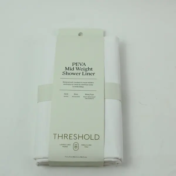 Threshold PEVA Mid Weight Shower Curtain Liner White 71x71